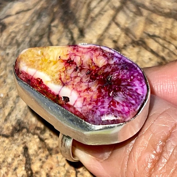 Colorful Solar Agate Ring Size 7 - Picture 3 of 7